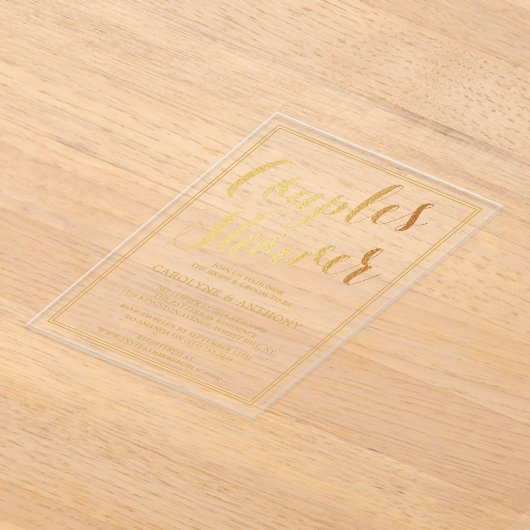 Moderne goudparen die olie-effect hebben bruiloft acryl uitnodigingen (Laagn)