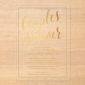 Moderne goudparen die olie-effect hebben bruiloft acryl uitnodigingen (Voorkant)