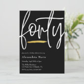 Moderne goudpenseel 40e verjaardag kaart (Staand voorkant)