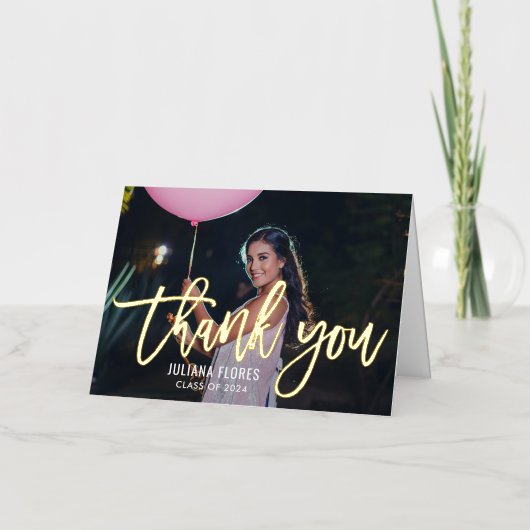 Moderne goudpenseelfoto van het Afstuderen van het Folie Wenskaart (Voorkant)