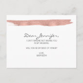 Moderne goudpenseelpenseelstreek van Roos is mijn  Uitnodiging Briefkaart (Achterkant)