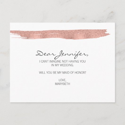 Moderne goudpenseelpenseelstreek van Roos is mijn  Uitnodiging Briefkaart (Achterkant)