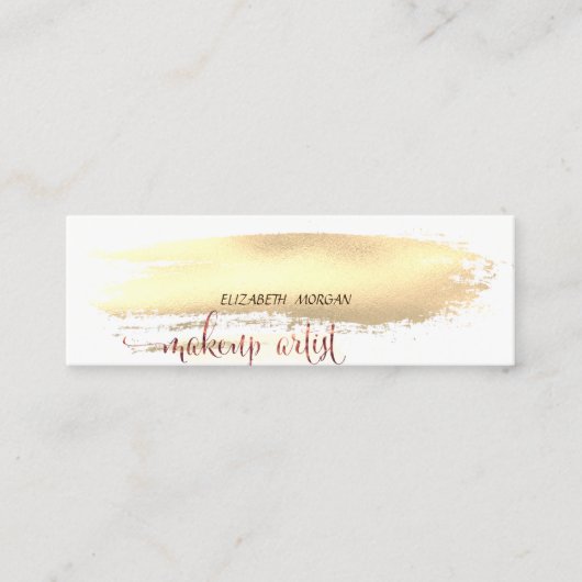 Moderne goudpenseelstreek, lipstick, make-up mini visitekaartje (Voorkant)