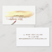 Moderne goudpenseelstreek, lipstick, make-up visitekaartje (Voorkant / Achterkant)