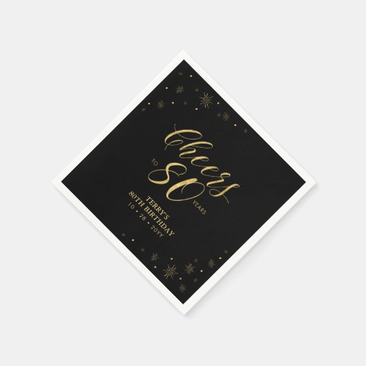 Moderne goudpeuk en kaas 80e verjaardag servet (Hoek)