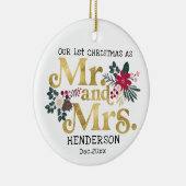 Moderne goudpografie 1ste kerstmis keramisch ornament (Rechts)