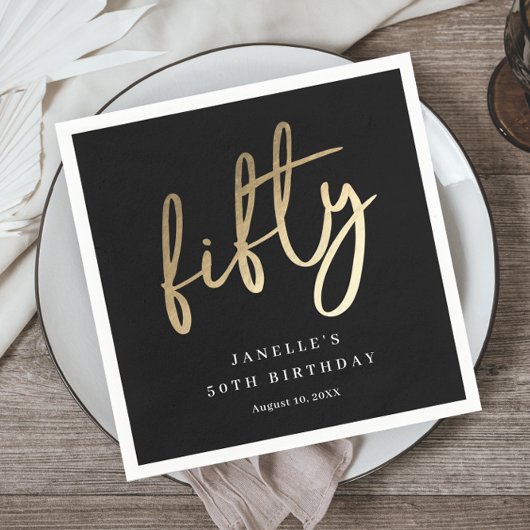 Moderne goudprijs type 50e verjaardag servet