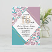 Moderne goudpuinbloemen Waterverf Sweet 16 Kaart (Staand voorkant)