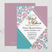 Moderne goudpuinbloemen Waterverf Sweet 16 Kaart (Voorkant / Achterkant)