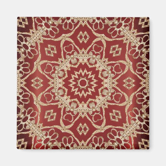 Moderne goudrode bloemenmagneet magneet (Voorkant)