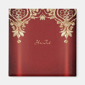 Moderne goudrode bloemenmagneet magneet (Voorkant)