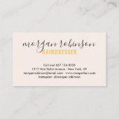 Moderne goudroze haarstylist script visitekaartje (Achterkant)