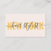 Moderne goudroze haarstylist script visitekaartje (Voorkant)