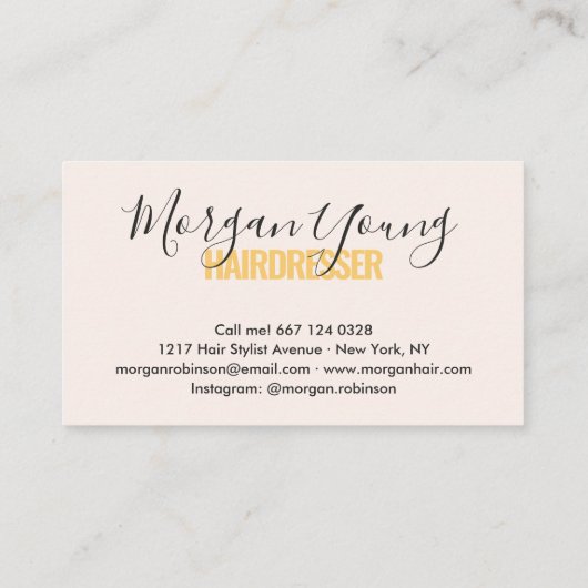Moderne goudroze haarstylist script visitekaartje (Achterkant)