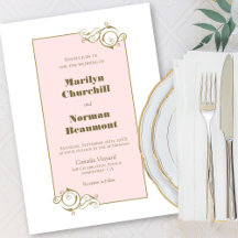 Moderne goudroze Lijst bruiloft