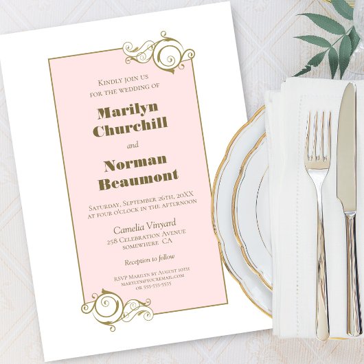 Moderne goudroze weddenschap kaart