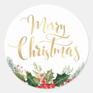 Moderne goudscriptvakantietekker ronde sticker