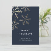 Moderne goudsnowflakes business feestdagenkaart (Staand voorkant)