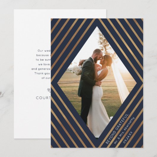 Moderne goudstapes Diamond Lijst Foto bruiloft Bedankkaart (Voorkant / Achterkant)