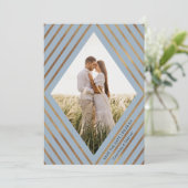 Moderne goudstapes Diamond Lijst Foto bruiloft Save The Date (Staand voorkant)