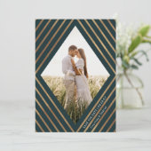 Moderne goudstapes Diamond Lijst Foto bruiloft Save The Date (Staand voorkant)