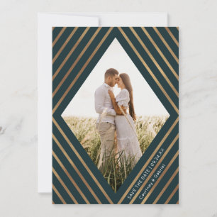 Moderne goudstapes Diamond Lijst Foto bruiloft Save The Date