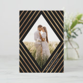 Moderne goudstapes Diamond Lijst Foto bruiloft Save The Date (Staand voorkant)