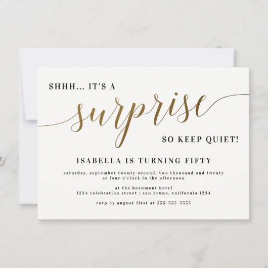 Moderne goudstijl script verrassende feestdag kaart (Voorkant)