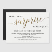 Moderne goudstijl script verrassende feestdag magnetische uitnodiging (Voorkant / Achterkant)