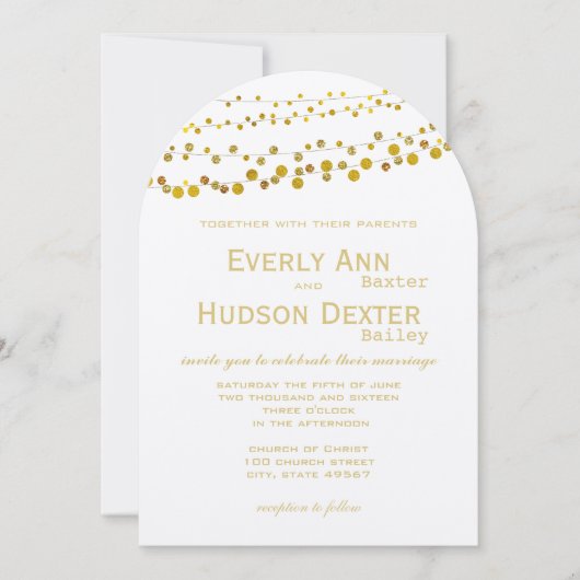 Moderne goudstonen Garland Wedding Kaart (Voorkant)