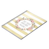 Moderne goudstrepen en roze Rozen, met een grote b Notitieboek (Linkerzijde)