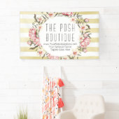 Moderne goudstrepen en roze Rozen, met een grote b Spandoek (Insitu)