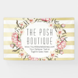 Moderne goudstrepen en roze Rozen, met een grote b Spandoek