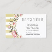 Moderne goudstrepen en roze Rozen, met een grote b Visitekaartje (Achterkant)