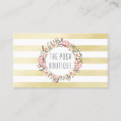 Moderne goudstrepen en roze Rozen, met een grote b Visitekaartje (Voorkant)