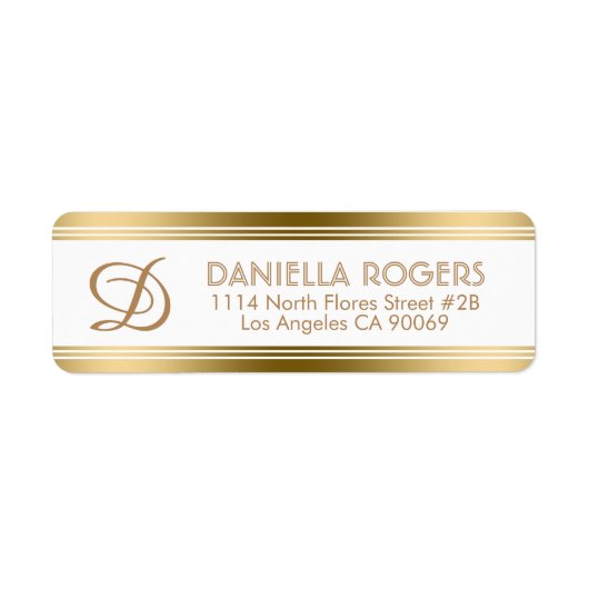 Moderne goudstrepen met monogram etiket (Voorkant)