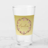 Moderne goudtypografie florale monogram naam glas (Voorkant)