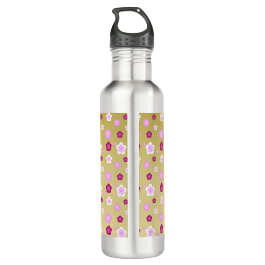 Moderne goudtypografie florale monogram naam waterfles  (Achterkant)