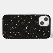 Moderne goudverf spattenpatroon op zwart iPhone hoesje (Achterkant horizontaal)