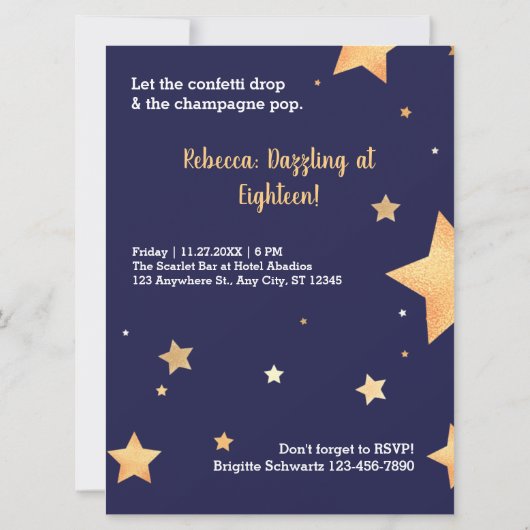 Moderne goudverjaardag kaart (Achterkant)