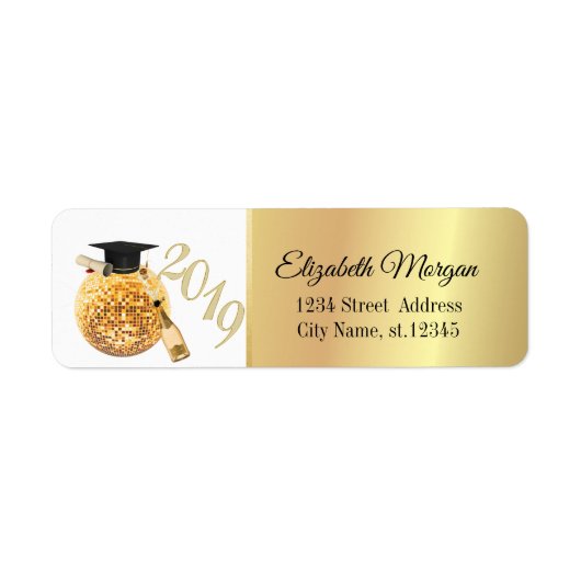 Moderne goudverloopdop, Disco Ball, wijn Etiket (Voorkant)