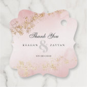 Moderne goudvlek Blush roze bruiloft Hartelijk dan Bedankjes Labels (Achterkant)