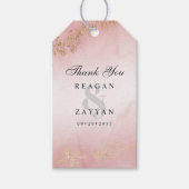 Moderne goudvlek Blush roze bruiloft Hartelijk dan Cadeaulabel (Voorkant)