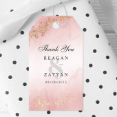 Moderne goudvlek Blush roze bruiloft Hartelijk dan Cadeaulabel