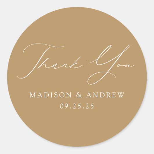 Moderne goudweddenschap bedankt ronde sticker (Voorkant)