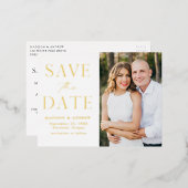 Moderne goudweddenschap sparen de Datum Folie Uitnodiging Briefkaart (Voorkant / Achterkant)