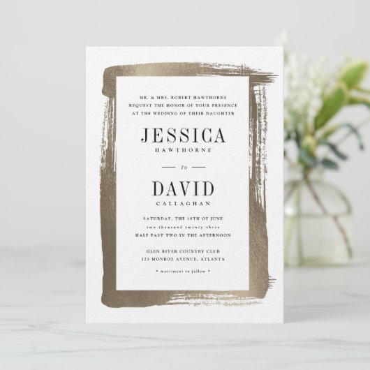 Moderne goudweddenschappen in de satijn kaart (Staand voorkant)