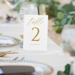 Moderne goudweddenschappen kaart<br><div class="desc">Elegant & Modern Gold Wedding Table Numbers - Deze elegante trouwlijstnummers zijn voorzien van een romantisch gouden kalligrafie script. Verander uw namen en voeg individueel aan uw kar toe.</div>
