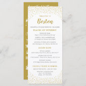 Moderne goudweddenschappen met gouden Confetti Programmakaart (Voorkant / Achterkant)