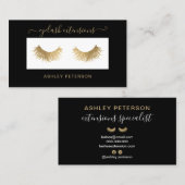 Moderne goudwimpers met elegante zwarte grens visitekaartje (Voorkant / Achterkant)